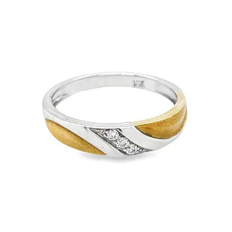 10K Yellow and White Gold 0.05TDW Diamond Wedding Band