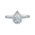 14K White Gold 0.94tdw Lab Grown Pear Halo Diamond Engagement Ring With Side Diamonds.