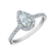 14K White Gold 0.94tdw Lab Grown Pear Halo Diamond Engagement Ring With Side Diamonds.