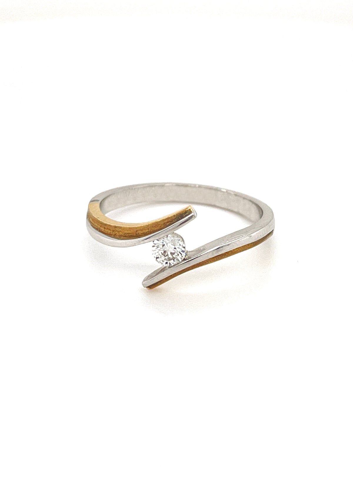 0.15CT Diamond Solitaire Ring In 10K Yellow And White Gold