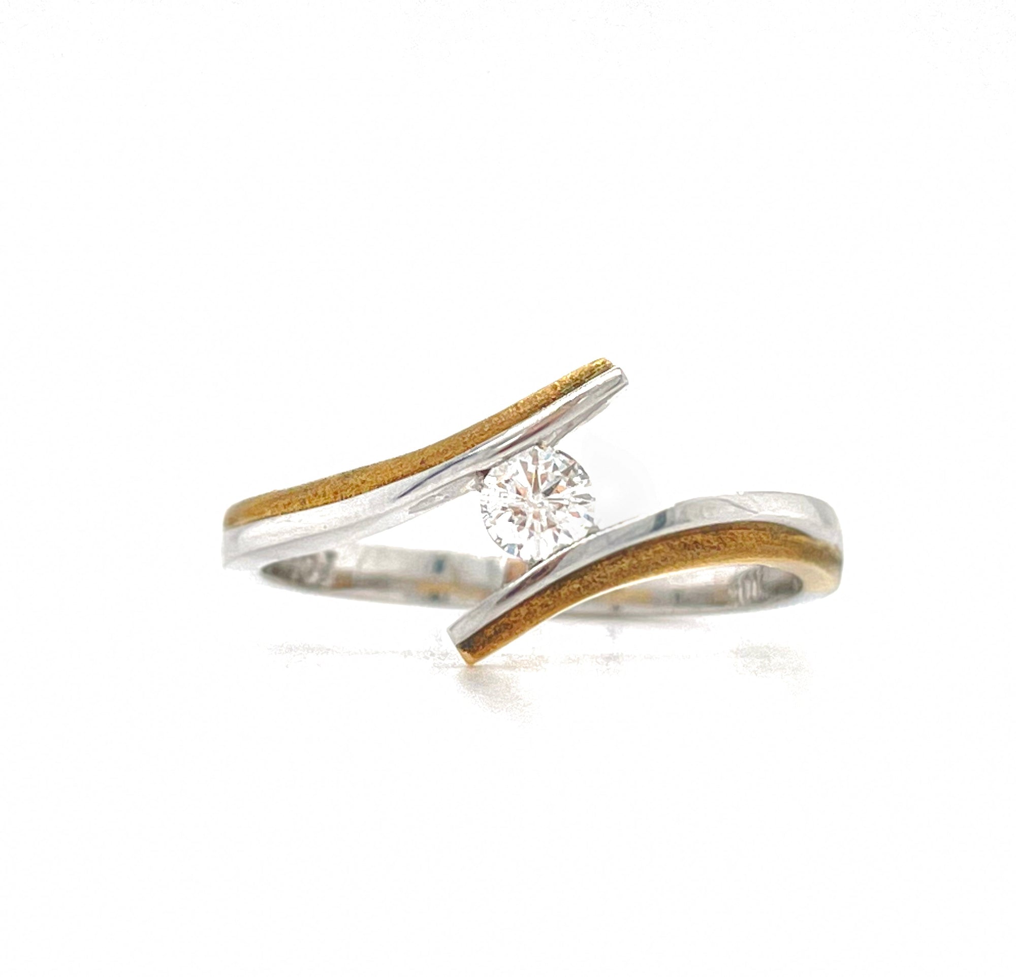 0.15CT Diamond Solitaire Ring In 10K Yellow And White Gold
