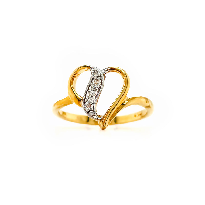 10K Yellow Gold 0.06TDW Diamond Accent Heart Ring