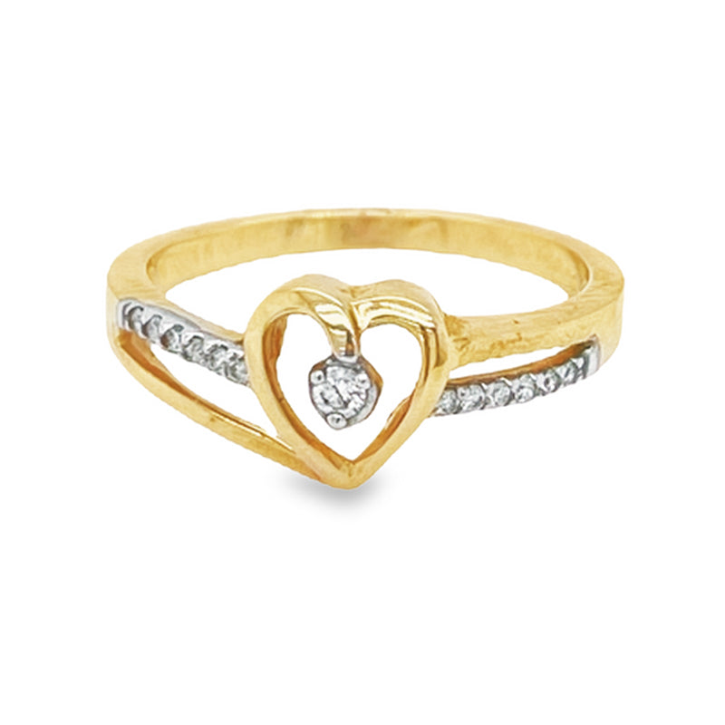 0.09 Carat Diamond Solitaire Heart Ring In 10K Yellow Gold