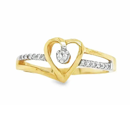 0.09 Carat Diamond Solitaire Heart Ring In 10K Yellow Gold