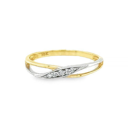 10K Yellow & White Gold 0.05TDW Womens Ring