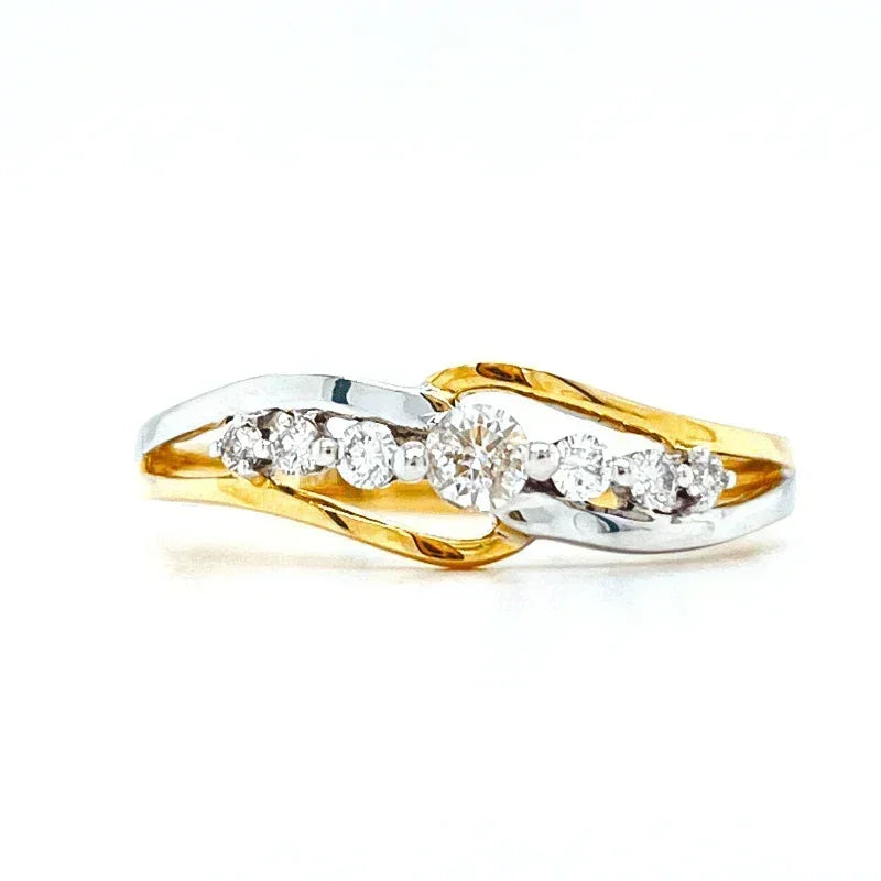 10K Yellow And White Gold 0.20CT Diamond Wedding Band