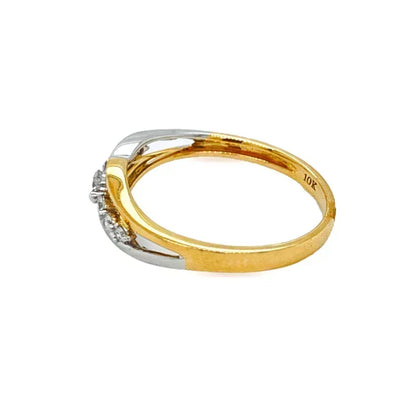 10K Yellow And White Gold 0.20CT Diamond Wedding Band