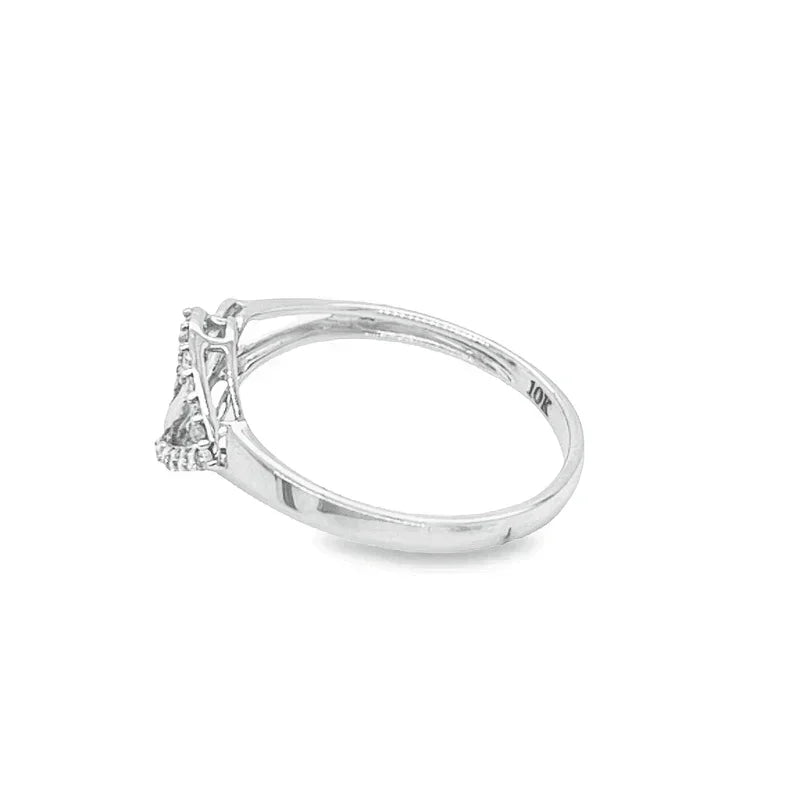 10K White Gold 0.10CT Women's Diamond Double Heart Ring