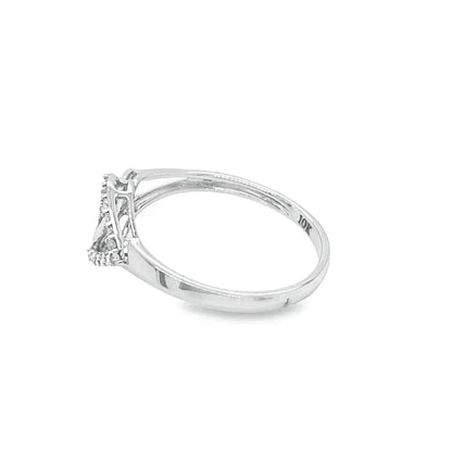 10K White Gold 0.10CT Women's Diamond Double Heart Ring
