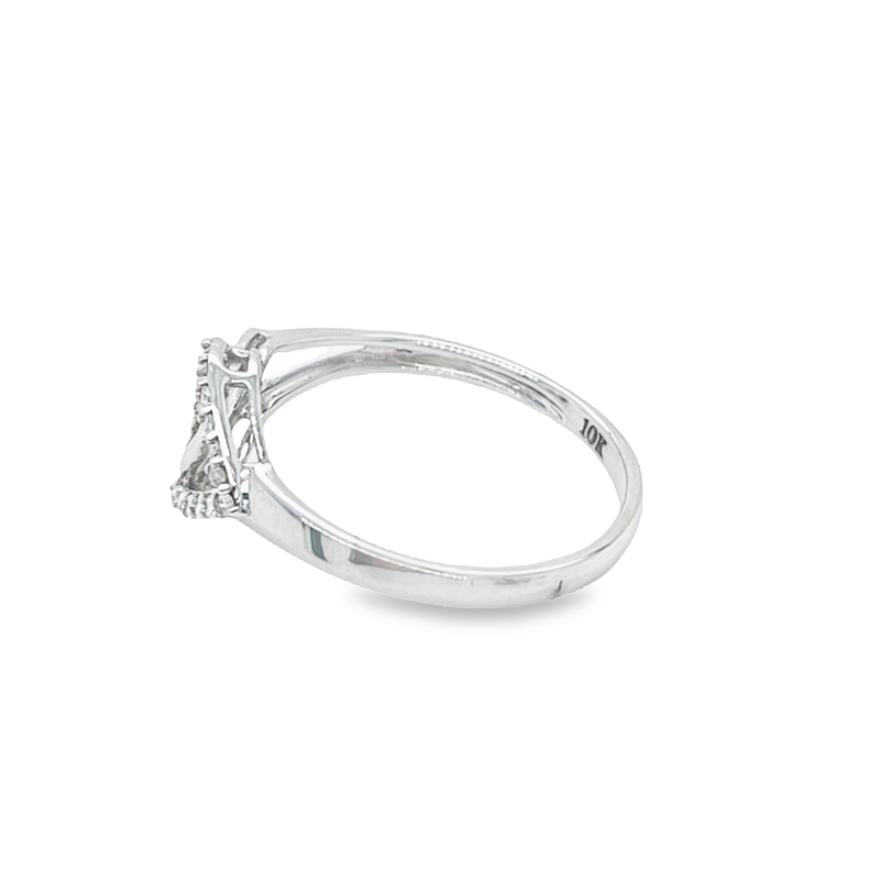 10K White Gold 0.10CT Women&#39;s Diamond Double Heart Ring