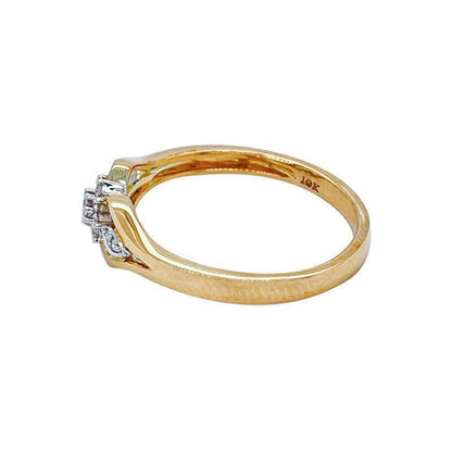 0.15 Ct TDW Diamond 10K Yellow Gold Flower Head Ring
