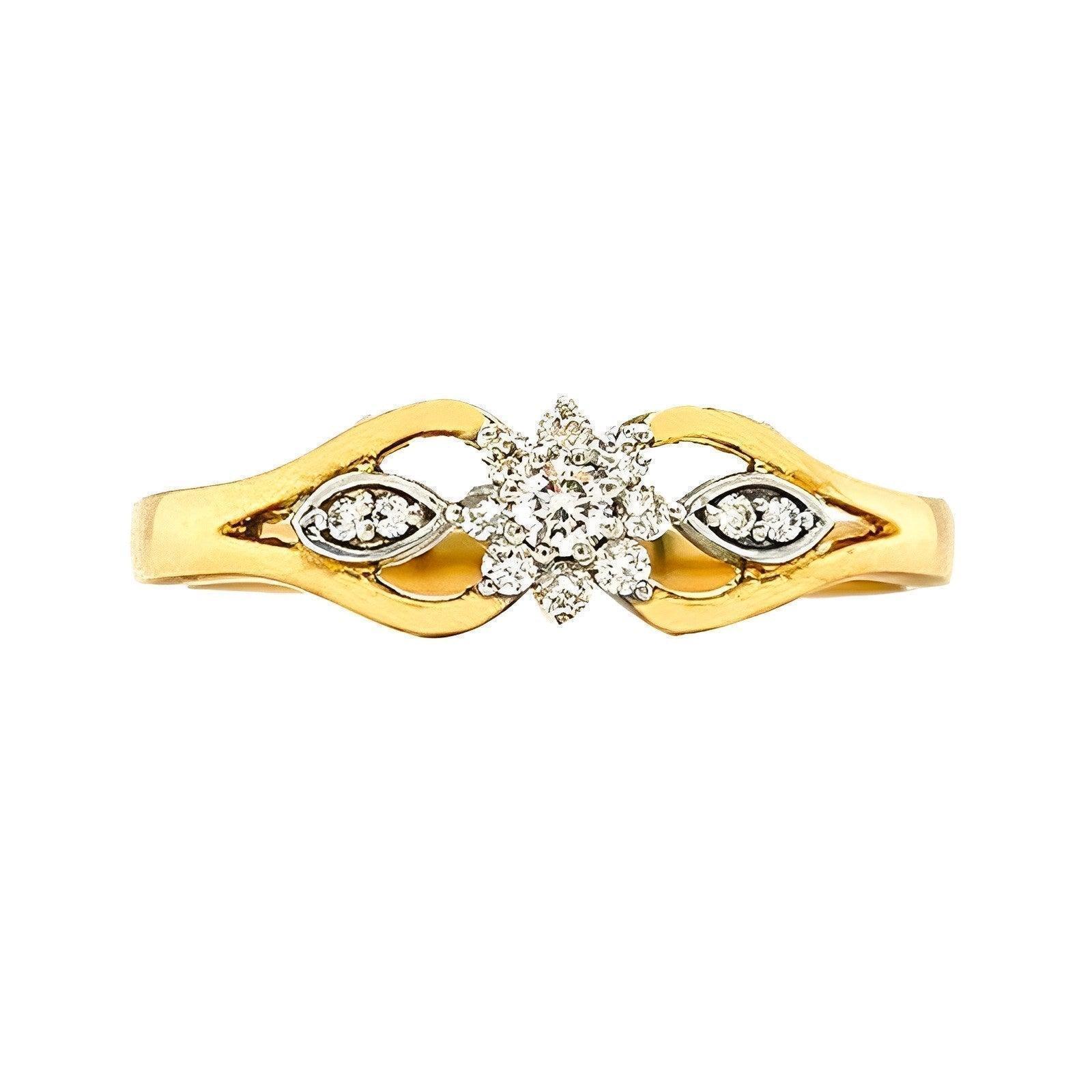0.15 Ct TDW Diamond 10K Yellow Gold Flower Head Ring