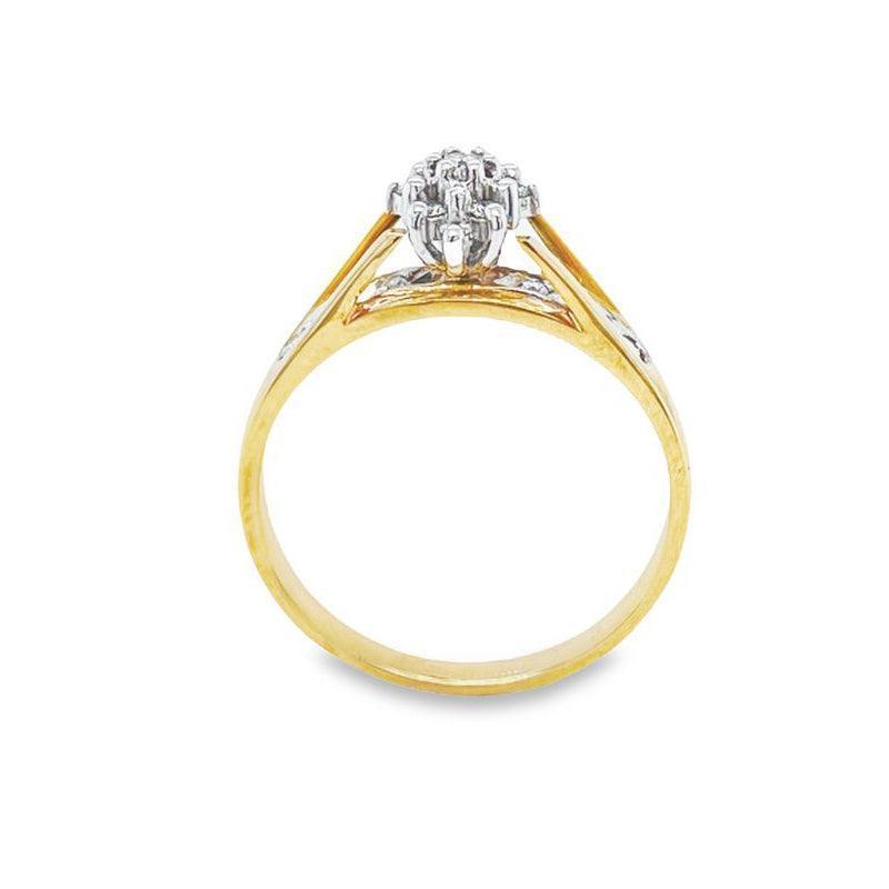 0.15TDW Women's Diamond Cluster Ring with 10K Yeliow And White Gold