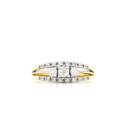10K Yellow Gold 0.40TDW Diamond Past Present Future Ring with Accent Diamonds