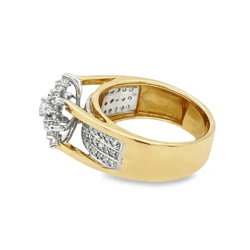 1.00 Ct TDW Diamond 10K Yellow Gold Star Burst Special Ring