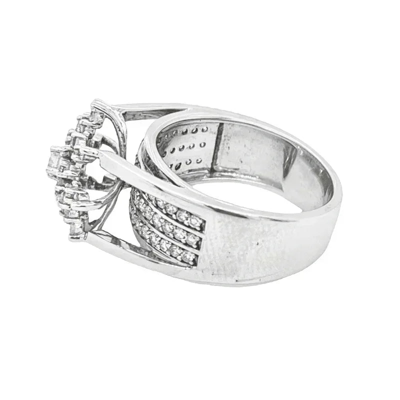 1.00 Ct TDW Diamond 10K White Gold Star Burst Special Ring