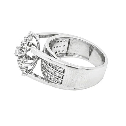 1.00 Ct TDW Diamond 10K White Gold Star Burst Special Ring