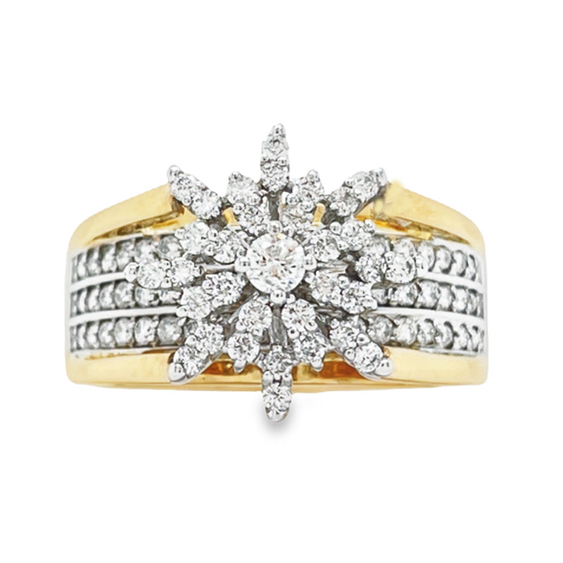 0.75 Ct TDW Diamond 10K Yellow Gold Star Bright Special Ring