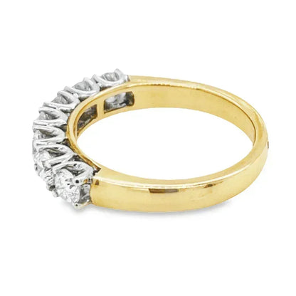14K Yellow and White Gold 1.0CT Diamond Claw Set Anniversary Band