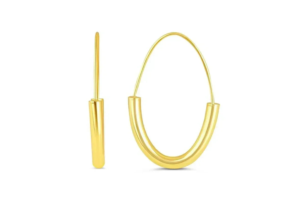 10K Yellow Gold Basket Look Hoop Earrings