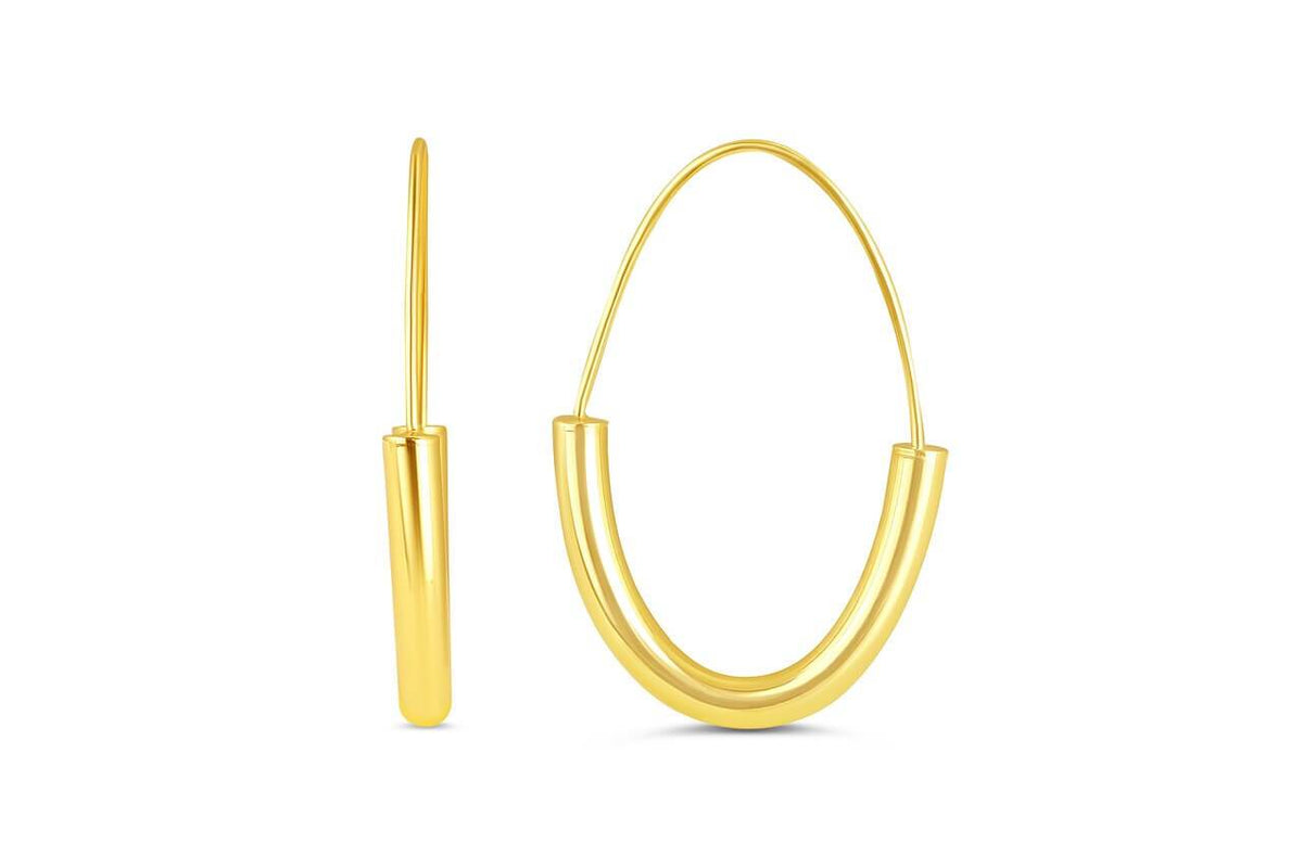 10K Yellow Gold Basket Look Hoop Earrings