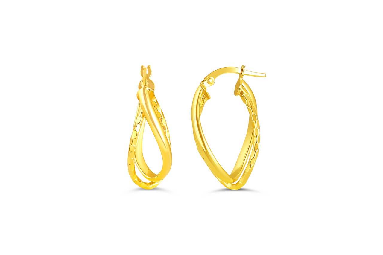 10K Yellow Gold Fancy Shape Hoop Earrings