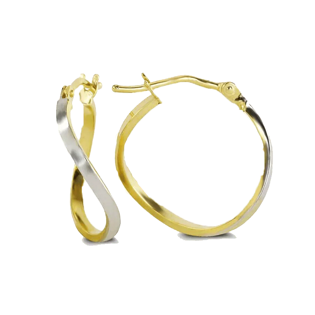 10K White And Yellow Gold Fancy Hoop Earrings