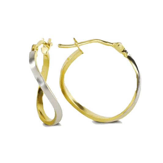 10K White And Yellow Gold Fancy Hoop Earrings