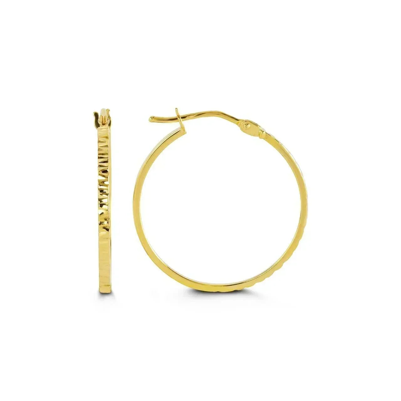 10K Yellow Gold Square Tube Hoop Earring