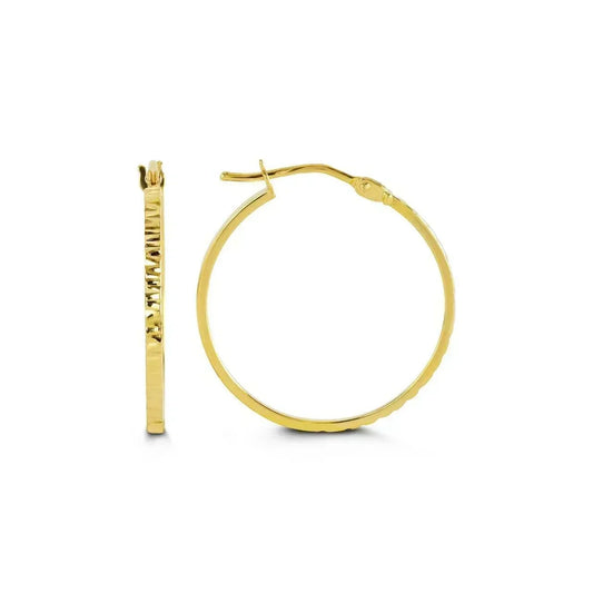 10K Yellow Gold Square Tube Hoop Earring