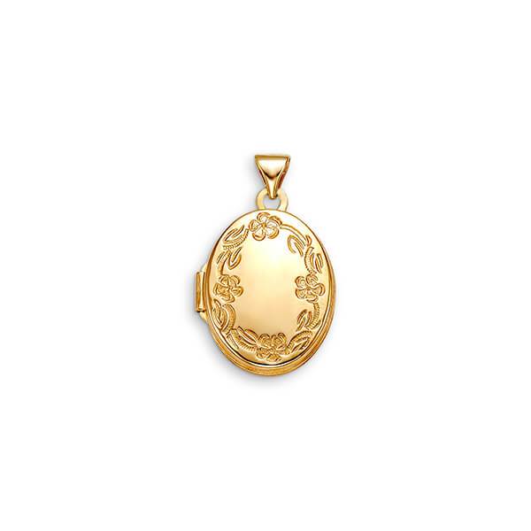 10K Yellow Gold Oval Locket With Floral Filligry