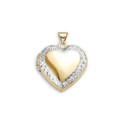 10K Yellow And White Gold Heart Locket