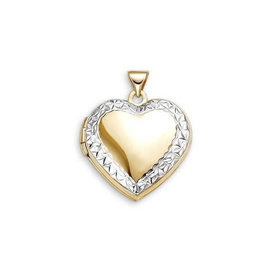 10K Yellow And White Gold Heart Locket