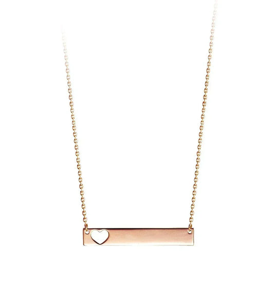 10K Rose Gold Horizontal Heart Bar Necklace