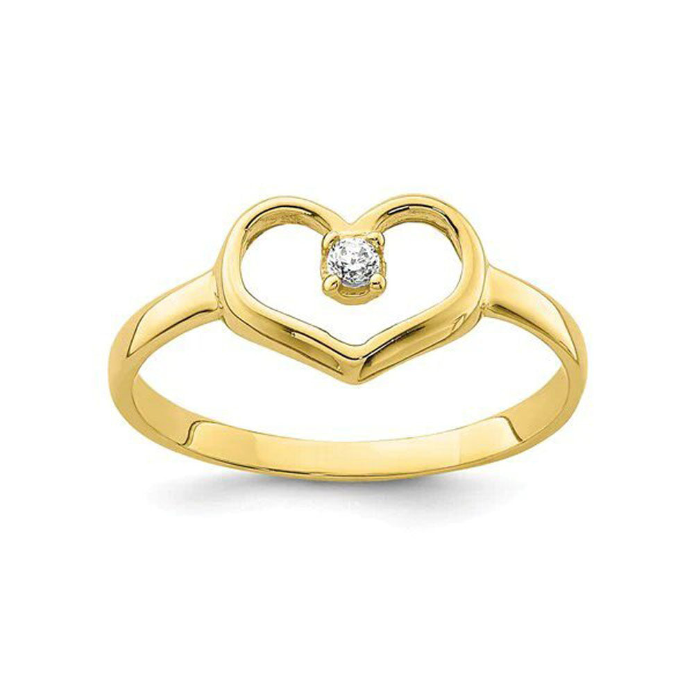 10k Yellow Gold Heart Shape CZ Baby Ring