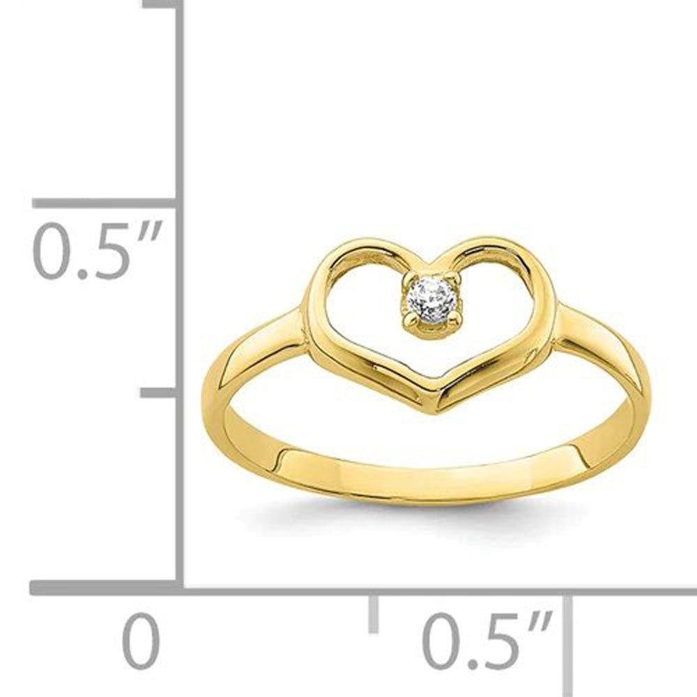 10k Yellow Gold Heart Shape CZ Baby Ring