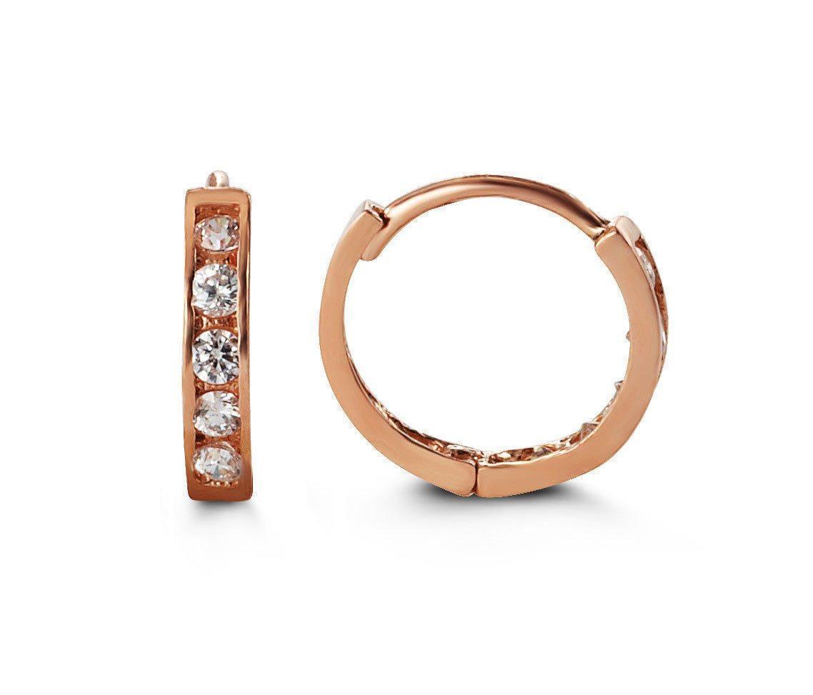 14k Rose Gold CZ Baby Huggies