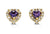 14K Yellow Gold Purple Heart Shape CZ Baby Earrings
