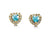 14K Yellow Gold Blue Heart Shape CZ Baby Earrings