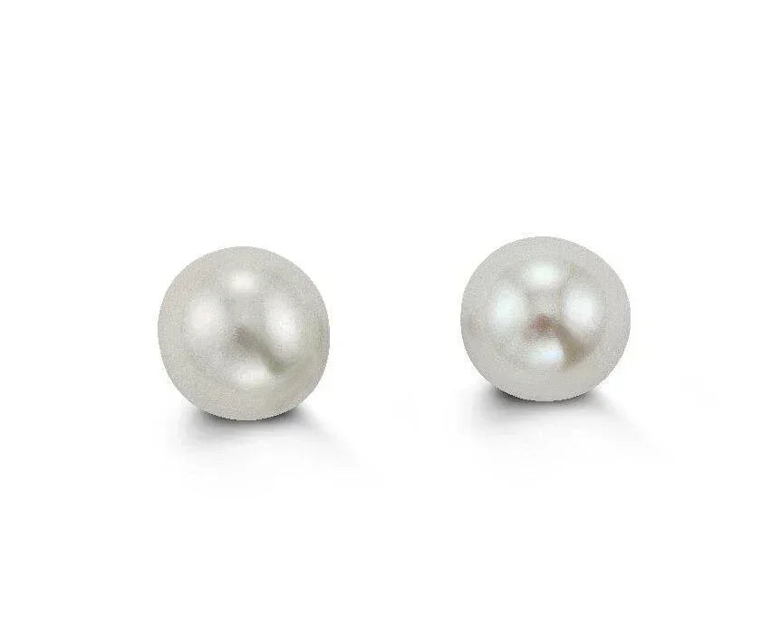 14K White Gold Pearl Stud Earrings
