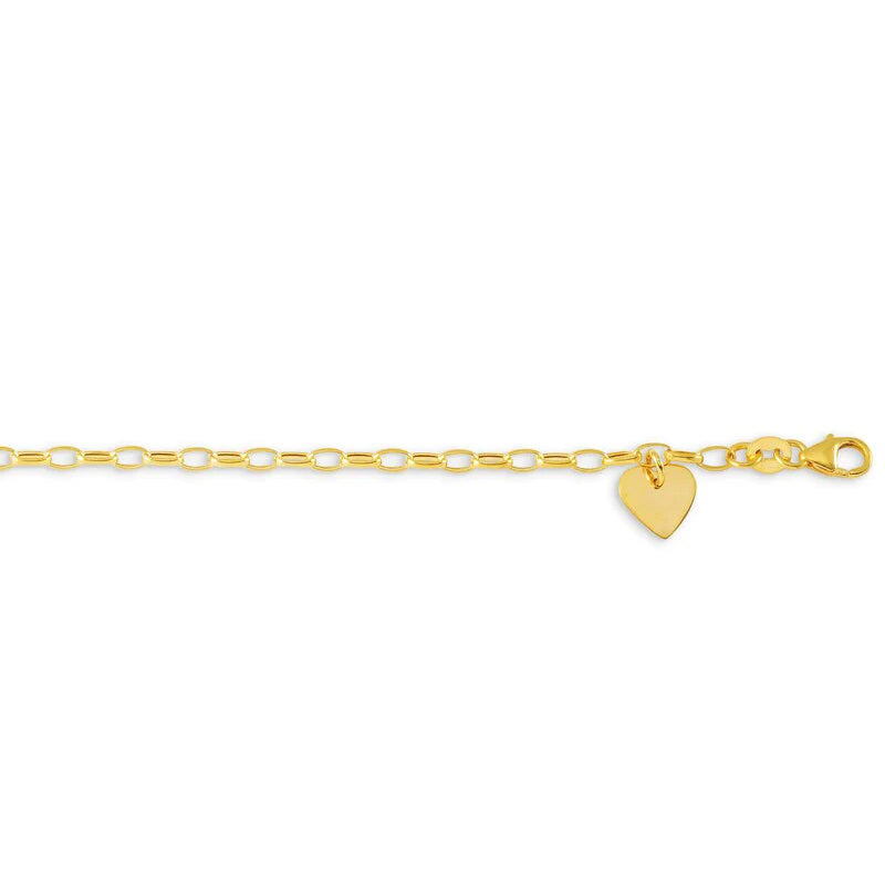 10K Yellow Gold Heart Shape Dangle Baby Bracelet