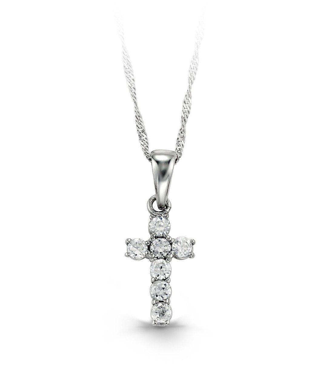 10K White Gold Cross Baby Pendant