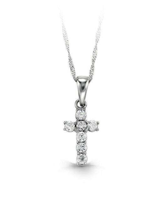 10K White Gold Cross Baby Pendant