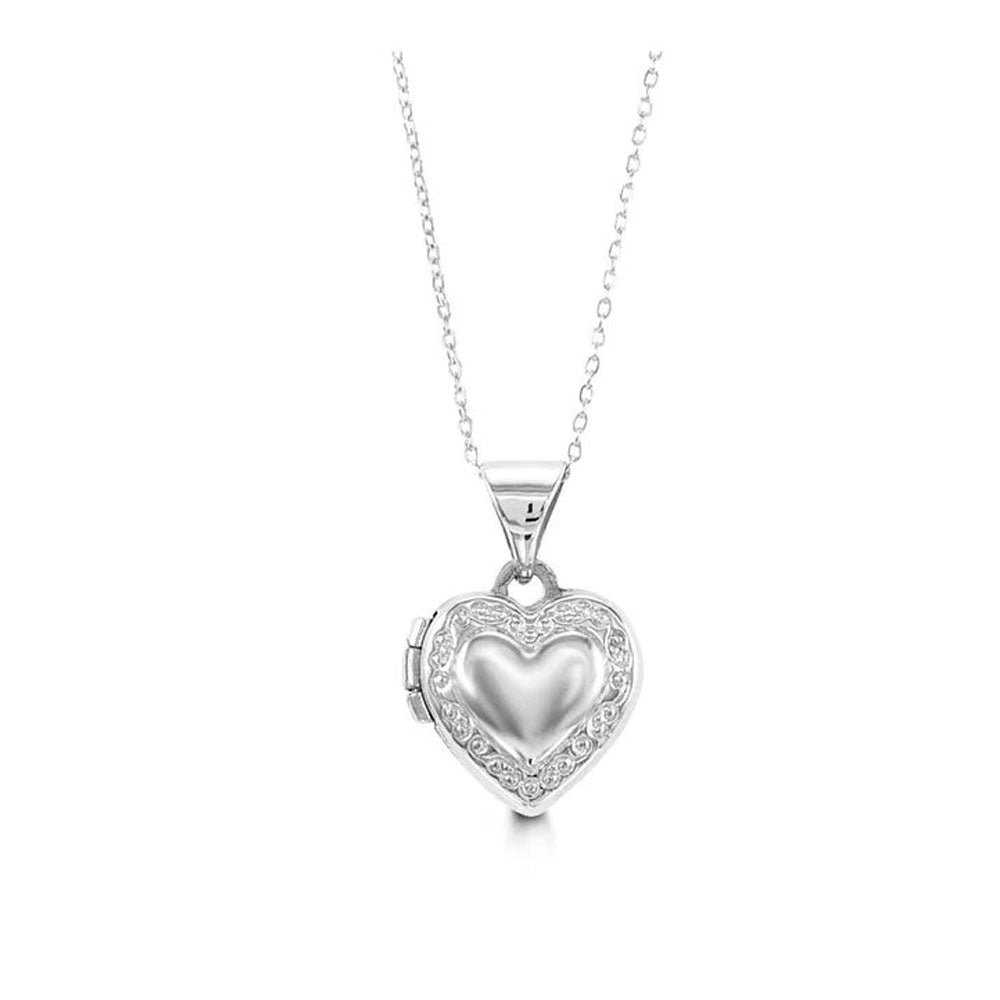 10k White Gold Heart Shape Pendant