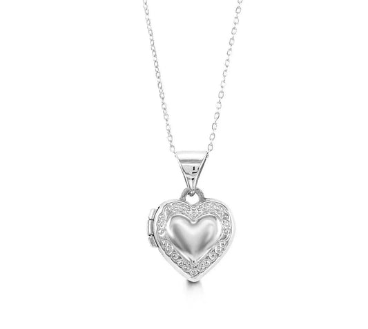 10k White Gold Heart Shape Pendant