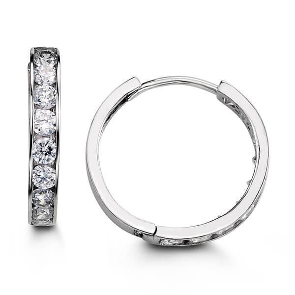14k White Gold Huggies with CZ