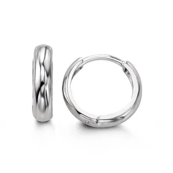 14K White Gold Classic Domed Huggy Earrings