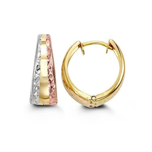 10K White, Yellow, Pink Gold Fancy Huggy Earrings
