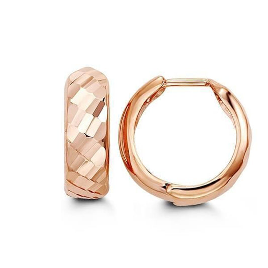 10K Rose Gold Laser Cut Huggy Earrings