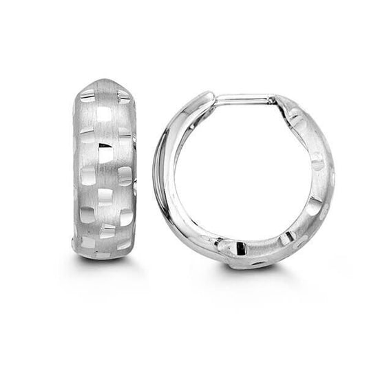 10K White Gold Fancy Huggy Earrings